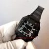 Relojes de forma para hombres Reloj Nueva versión Relojes de pulsera de moda unisex 37 mm Esfera negra Correa de cuero Bandas Automáticas para hombre Excelentes relojes de pulsera