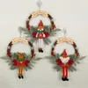 Decorative Flowers Wooden Rattan Cloth Dolls Wreath Door Hanging Ornaments Merry Christmas Decoration Santa Claus Snowman Garlands Xmas Tree