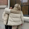 Mujer diseñadora chaqueta de invierno de invierno falso de colorante de lana abrigo de ropa exterior