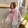 Scarves Korean Autumn and Winter New Water Ripple Pattern Cashmere Scarf Women's Pocket Dual purpose Thickened Shawl Long Tassel Neck
