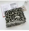 Scarves 2022 New Autumn Winter Fashion Women Leopard Jacquard Double Sided Shawl Cashmere Warm and Thick Comfort Scarf