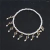 Anklets Bohemian Pearl Ankle Armband For Women Creative Summer Beach Rhinestone Tassel Pendant Anklet Delicate Girls Foot Chain Jewelry