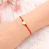 Bracelet en forme de cœur d'amour fait à la main pour femmes et hommes, 2 pièces, réglable, souhait porte-bonheur, cordes rouges, Bracelets d'amitié pour Couple, bijoux cadeaux