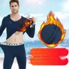 Ropa de dormir para hombres Conjunto de ropa interior térmica sin costuras para hombres Long Johns joven y de mediana edad con cuello en V delgado más camisa de fondo de invierno frío de terciopelo T221017