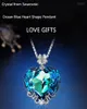 Naszyjniki wiszące luksusowe ozdobne kryształami z biżuterii dla kobiet Blue Heart Pendantjewelry Znakomite prezenty mamy