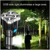 Flashlights Torches Multifunctional Bright Flashlight Outdoor Led Portable USB Rechargeable Flashlight Waterproof Led Flashlight With Cob Side Light L221014