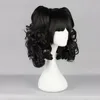 Popular anime wig Japanese wig Double ponytail black curly hair COS wig