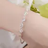 925 Stamp Silver Color Lucky Armband Cube Fashion Box Chain Bangle Women Ladies Girls Gift