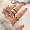 Ensemble de bagues colorées pour femmes et hommes, cerf, père noël, pendentif arbre de noël, cadeau de noël, bijoux à la mode