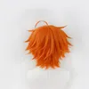 2022 charmig syntetisk kort orange animation cosplay rak peruk