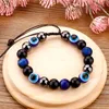 Lucky Evil Blue Eye Handmade Elastic Rope Bracelets Glass Beads And 8MM Crystal 8 Colors Fine Party Adjustable Jewelry