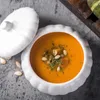 Tigelas tigela de sopa de cerâmica de forma de abóbora criativa com tampa pequena de arroz de cozinha de mesa de mesa de frutas salada de fruta sobremesa de mistura