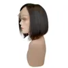 13x4x1 side part Lace Front Human Hair Wigs Brazilian Short Bob Wig Pre-Plucked Natural Color