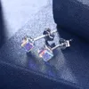Studörhängen REAL 925 Sterling Silver Cube Crystals From Elements Fancy Stone Jewelry for Women Party Wedding Gift1384918