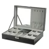 Bekijk dozen sieraden Organisator Box PU Leer met spiegelopslagcase voor hangers Men Vrouwen