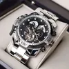 Armbanduhren Reef Tiger/RT Marke Edelstahl Sport Herren Automatikuhr Multifunktions Kompliziertes schwarzes Zifferblatt Mechanisch