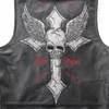 Kamizelki męskie 2022 Męska czarna czaszka haft krzyżowy oryginalny skóra Slim Fit Soft Cowhide Biker Vest Vintage Płaszcze