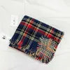 Scarves 2022 South Korea East Gate Double sided plaid knitted warm Christmas scarf Women's cashmere in autumn and winter