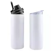 20oz Sublimation Straight Tumbler Double Wall Stainless Steel Vacuum Insulated Cups Bottle With Two Lids Straws BBB16430