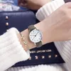 Avanadores de punho Mulheres Relógios Senhoras Pulseiro de ouro rosa Small Leather Straplelet Watch For Girls Gift Relogio Feminino Relógio