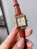 Vintage Gold Color Double Square horloges vrouwen geometrisch Romeins nummer polshorloge vrouwelijk groen echt lederen lederen kwarts horloge dame dunne klok