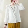 Ubrania etniczne kobiety retro swobodna koszula Qipao Patchwork Bawełniany lniana bluzka moda cheongsam tops chiński ubrania japoński styl