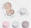 Round Jewelry Storage Box Portable PU Leather Jewellery Storage Ring Earring Necklace Packaging Display Case Organizer Party Favor SN4725