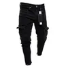 Męskie markowe obcisłe dżinsy rurki czarny człowiek Denim Jean Biker zniszczone postrzępione Slim Fit kieszeń Cargo ołówkowe spodnie Plus rozmiar S-3XL moda