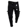 Mens Designer Skinny Jeans Black Man Denim Jean Biker Destroyed Frayed Slim Fit Pocket Cargo Pencil Pants Plus Size S-3XL Fashion