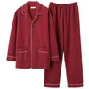 Men's Sleepwear Winter Thick And Warm Men Air Cotton Pajamas Set Long Sleeve Turn-down Collar Cardigan M-4XL Male Homewear