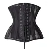 Bustiers CorsetsセクシーなアンダーバストコルセットとメッシュスチールボーンウエストCincherトップ女性ランジェリースリミングネットシェイプボディベルトプラスサイズ