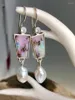 Dangle Earrings Retro Jewelry Silver-Plated Natural Colorful Stone And Pearl Hook Earring Wedding Engagement For Women