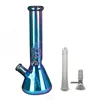 Verre Bong Pipe À Eau Narguilé 10.6inch Galvanoplastie Bécher Huile Dab Rig avec Motif D'arbre Femelle 14mm Cigarette Bol Joint et Downstem