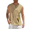 Men's Casual Shirts Summer Men Sleeveless Cotton Linen Vest Fitness Muscle Loose Tank Tops Sports Retro Handsome 2022 Camisa Masculina