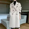 Dames wol vaste lang water rimpel dubbelzijdige jas vrouwen 2022 losse winterjas met dubbele rijen Koreaanse modis casaco feminino
