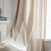 Curtain & Drapes Cotton Linen Lace Tassel Country Style Window Hanging Blackout Curtains For Bedroom Easy Drape Dector