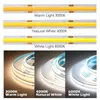 Strips 5m/lot 8mm/10mm COB Flexibel LED Strip Light 320/384/528Leds/m CRI Super Bright Bar Tape DC12V/24V För dekorbelysning