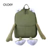 Evening Bags Mochila Bolsa Cartoon Frog Shape Backpacks Women Canvas Bagpack Green Rucksack Female Shoulder Bag For Teenage Girl School Bag L221014