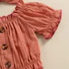 Bekleidungssets 3PCS Baby Girls Rock Set Solid Color Boat-Hals Kurzarm Tops Elastic Taille Stirnband für Kleinkinder 3-24 Monate