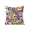 Домашние украшения льняная подушка корпус мультфильм живопись абстрактная граффити -квадратная крышка для подушки для гостиной