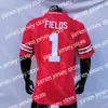 Fotbollströjor Ohio State Buckeyes Football NCAA College Jersey Justin Fields Chris Olave C.J. Stroud Fleming Garrett Wilson Eddie George Jack Sawyer