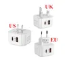 Chargeur mural USB US UK UK EU Plug Adapter Travel 20W Black / White Power Pd Charge rapide USB Type-C pour smartphone universel Android Phone Samsung S7 S8