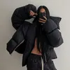 Femmes Down Winter Black Parkas Bubble Manteaux Femmes Mode Zipper Écharpe Col Puffer Vestes Courtes High Street Outwear Casual Parka