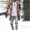 Men's Fur Faux Fur Men's Trench Coat 2022 Autumn New Long sleeve Single-breasted lapel Jackets Fashion Floral Print Lapel Mid-Length Casual Coats T221007