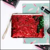 Storage Bags Sequin Glitter Mini Zipper Earphone Coin Wallet Girls Christmas Party Bag Mermaid Clutch Cosmetic Purse Storage 49 L2 Dr Dhz5G