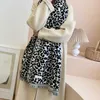 Scarves 2022 New Autumn Winter Fashion Women Leopard Jacquard Double Sided Shawl Cashmere Warm and Thick Comfort Scarf