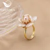 Cluster Rings Xlentag Natural Freshwater Pink Pearls Flowers Ring For Woman Romantic Charm Fashion Fine Jewelry Suitor Bridal Gifts