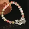 Strang Tibet Silber-Farbe Mehrfarbig Wassermelone Kristall 6mm Runde Perlen Armbänder Zubehör Frauen Schmuck 7,5 Zoll B2143