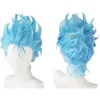 Charming female long hair anime cosplay anime wig light blue short wig