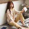 Women's Sleep Lounge Thicker Pajama Sets Women Hooded Tops Printed Loose Cozy Ankle Length Pants Lovely dents Flannel Nightwear Females Kawaii New T221017
